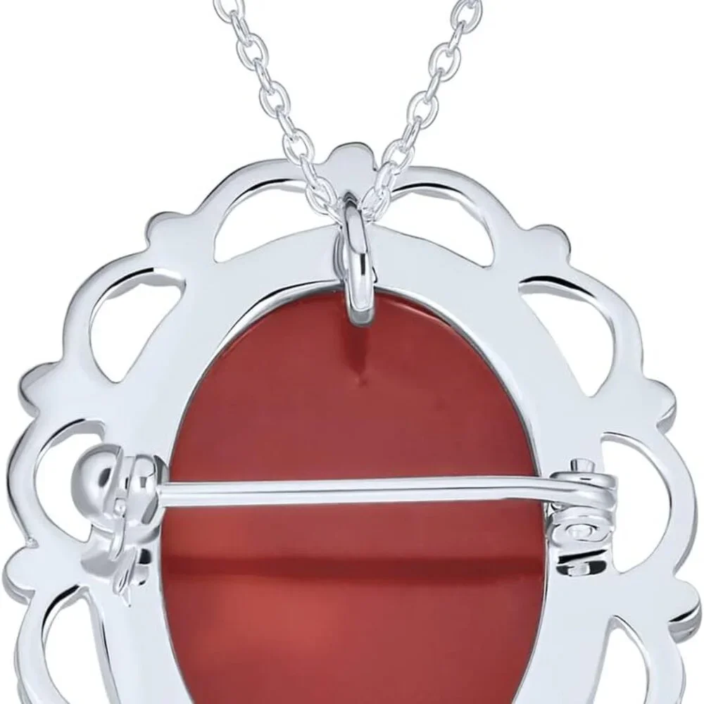 Classic Antique Vintage Style Red Blue Black White Carved Oval Framed Victorian - Picture 2 of 6